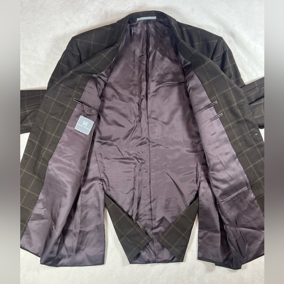 Hickey Freeman 44Long 100% Wool Made in USA 2 Vent Brown Check Sport Coat EUC - Picture 5 of 12